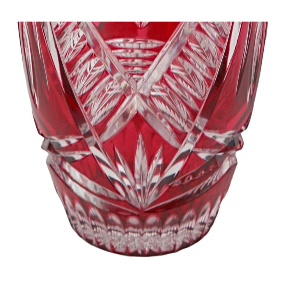 CRANBERRY Red Pink Large Vase Cut-to-Clear Lead Crystal Bleikristall Germany - Picture 3 of 7